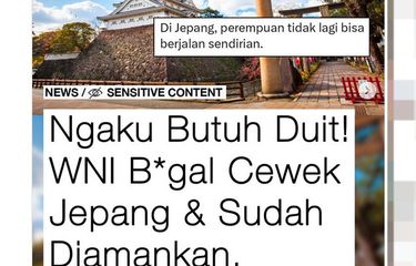 Tangkapan layar unggahan menyebut seorang Warga Negara Indonesia (WNI) membegal perempuan di Jepang.
