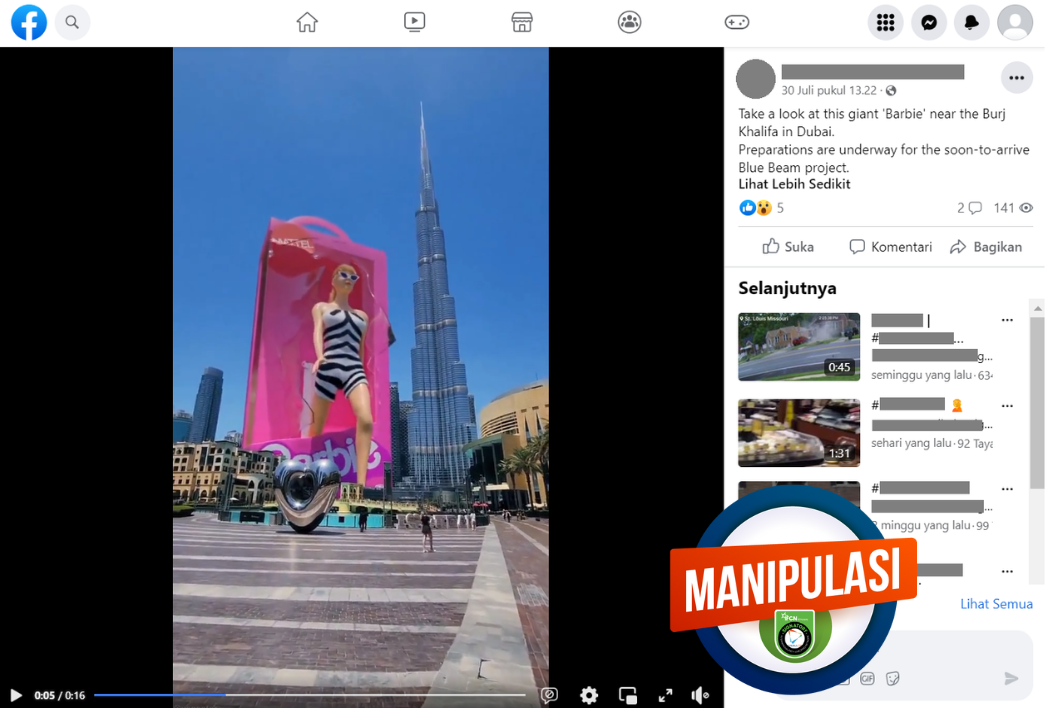 Video Rekayasa Barbie Raksasa di Samping Burj Khalifa, Dituding Ada Teori Konspirasi