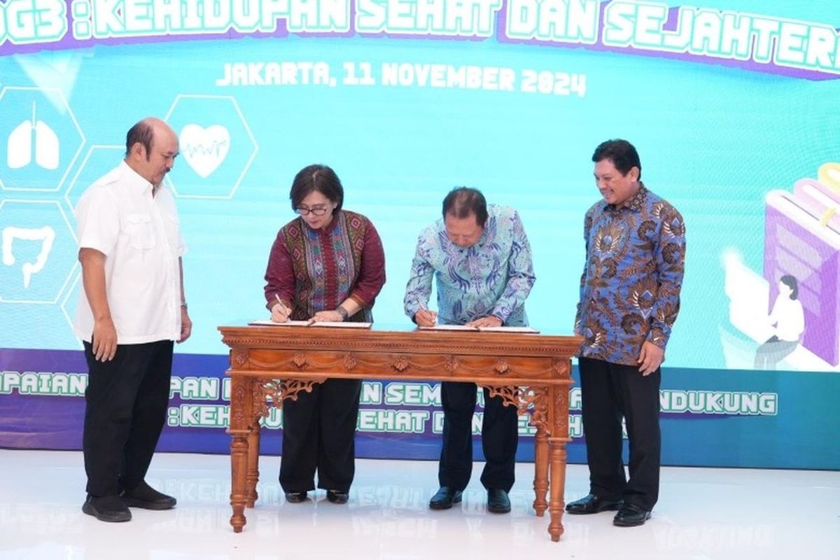 Penandatanganan MoU antara Kementerian Perencanaan Pembangunan Nasional (PPN)/Badan Perencanaan Pembangunan Nasional (Bappenas) dan BPJS Kesehatan. 