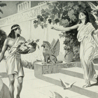 Dewi Ishtar Muncul di depan Sargon muda yang bekerja sebagai tukang kebun. 