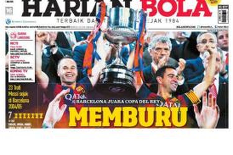Cover Harian BOLA edisi Senin (1/6/2015).