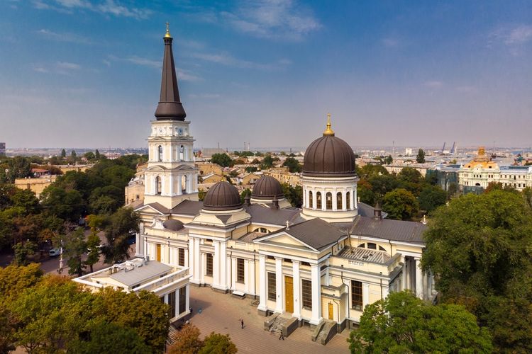 Katedral Transfigurasi yang merupakan situs warisan dunia UNESCO di Odessa, Ukraina. 
