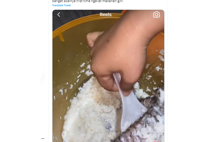 Tangkapan layar twit soal hidangan fermentasi ikan mentah dan nasi