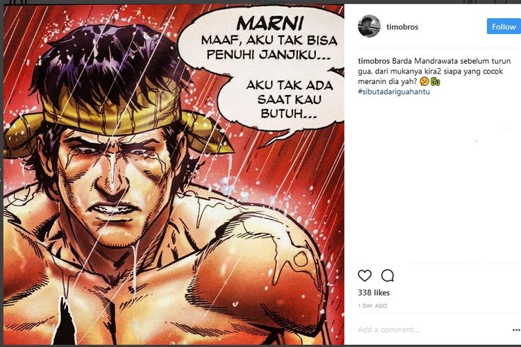 Melalui Instagram, sutradara Timo Tjahjanto bertanya kepada publik soal aktor yang paling cocok untuk memerankan sosok Si Buta dari Gua Hantu.