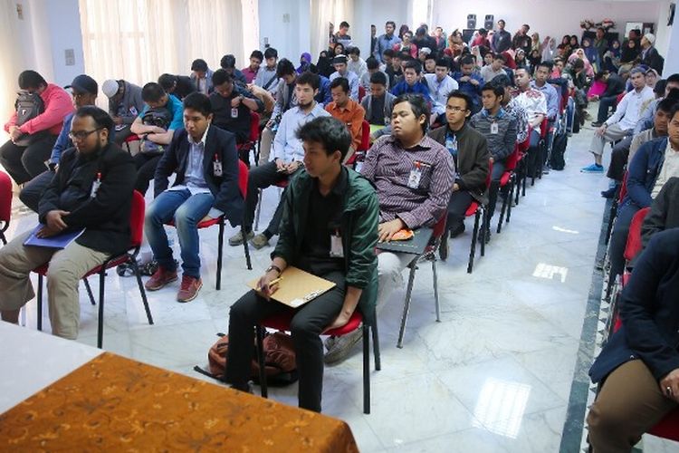Suasana pembukaan tes khusus non-prosedural yang diadakan Kemenag RI kepada pelajar Indonesia yang bermaksud menempuh studi di Universitas Al-Azhar Kairo, Mesir Senin (19/3/2018).