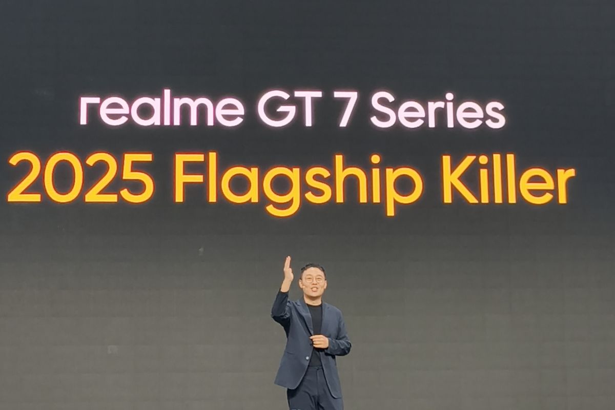 Chase Xu, CMO realme di peluncuran Realme GT 7 di Paris, Perancis, Selasa (27/5/2025).