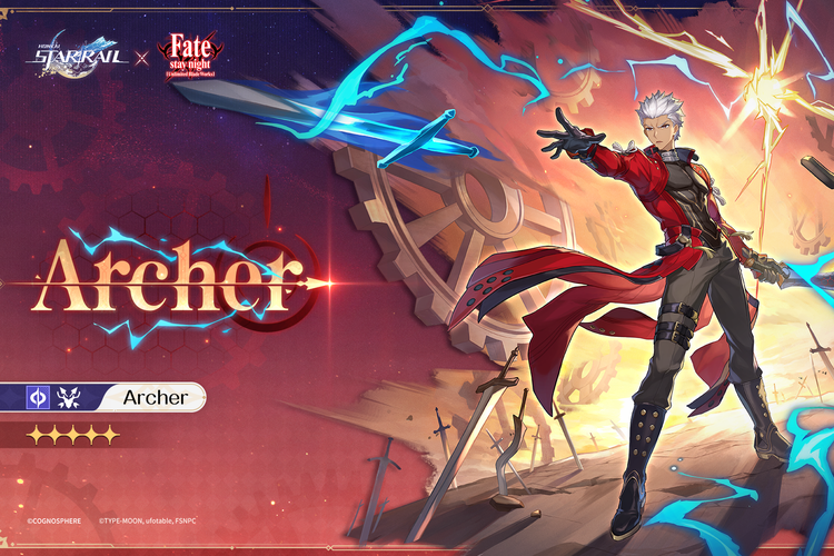 Karakter kolaborasi Fate/Stay Night: Unlimited Blade Works Archer di Honkai Star Rail.