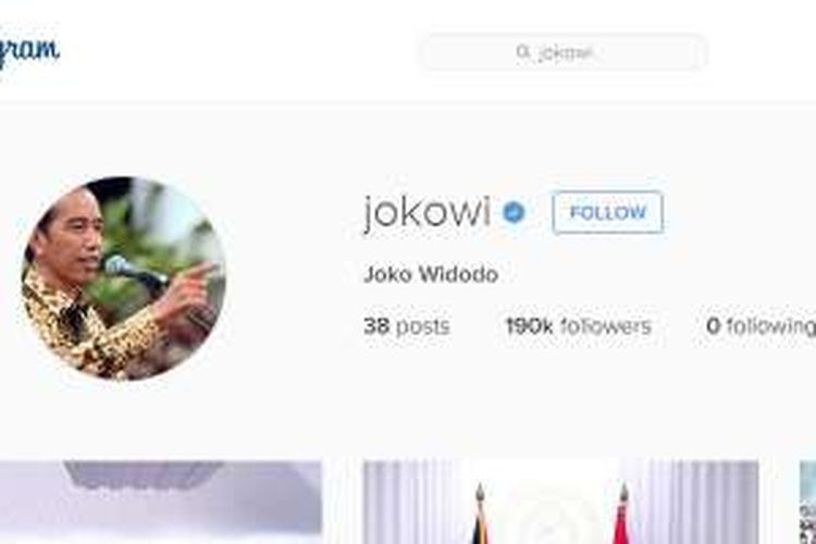 Akun Instagram resmi Presiden RI, joko Widodo.