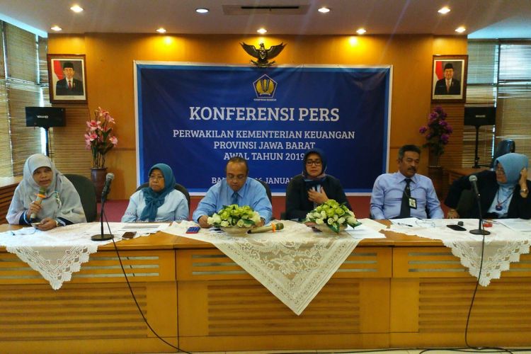 Konferensi Pers capaian penerimaan tahun 2018 Kantor Perwakilan Kementrian Keuangan Wilayah Jawa Barat.