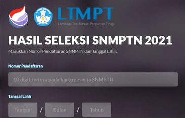 Tampilan pengumuman-snmptn.ltmpt.ac.id dari LTMPT.