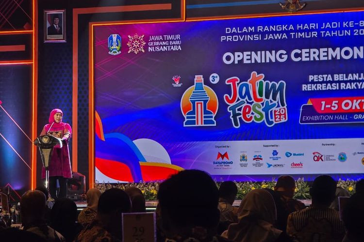 Khofifah Luncurkan Logo Hari Jadi ke-80 Jawa Timur di Jatim Fest 2025, Gelaran yang Mampu Akselerasi Pertumbuhan Ekonomi 