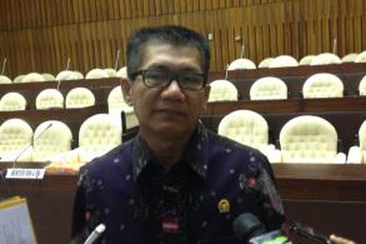 Ketua Komisi II DPR Agun Gunandjar Sudarsa, di MPR/DPR, Senayan, Jakarta, Senin (7/7/2014).