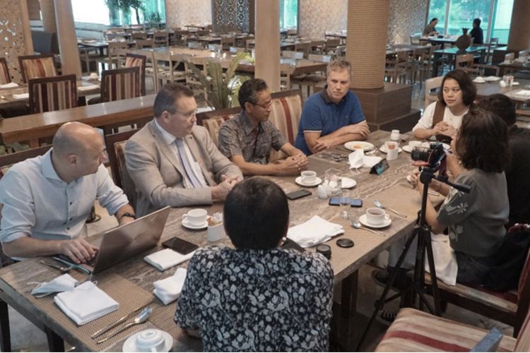 Pertemuan antara jurnalis dengan delegasi Universitas Groningen di Hotel Gran Meliá, Jakarta Selatan pada Kamis (03/11/22).