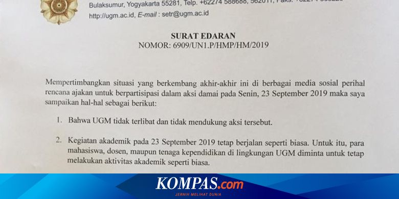 Ugm Dan Sanata Dharma Keluarkan Surat Edaran Terkait