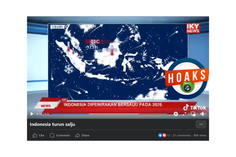 Hoaks, salju akan turun di Indonesia pada 2026
