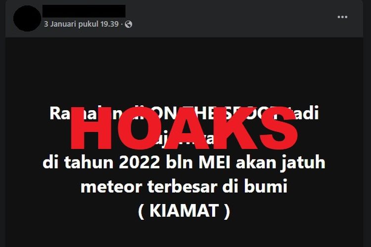 Beredar isu kiamat karena meteor jatuh Mei 2022. Informasi tersebut hoaks