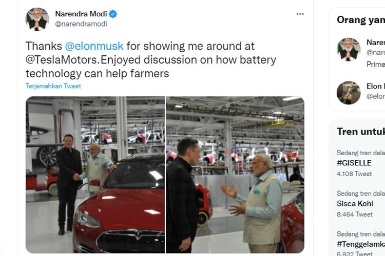 PM India bertemu Elon Musk 