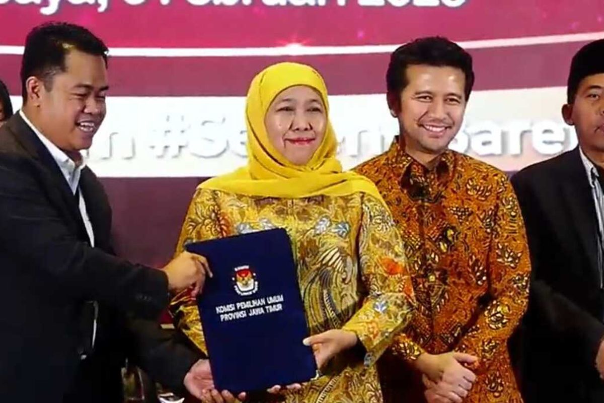Pasangan petahana Pilgub Jatim 2024 Khofifah-Emil ditetapkan sebagai pemenang.