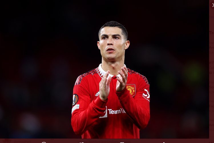 Striker Manchester United, Cristiano Ronaldo, mencetak gol dalam pentas Liga Europa game week 5, Man United vs Sheriff di Old Trafford, Jumat (28/10/2022) dini hari WIB.