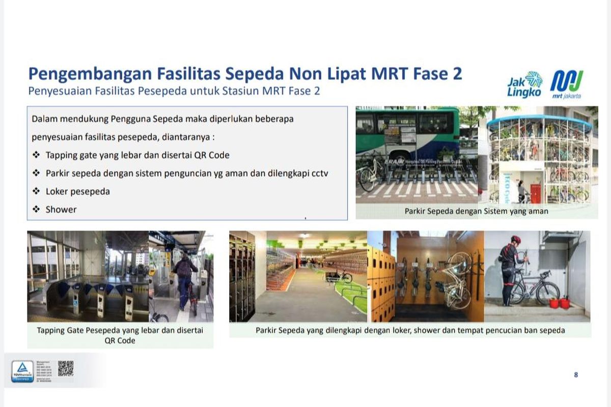 Pengembangan Fasilitas Akses Sepeda Non-Lipat MRT Fase 2, Ada Area Parkir, Shower Hingga Pencucian Ban Sepeda