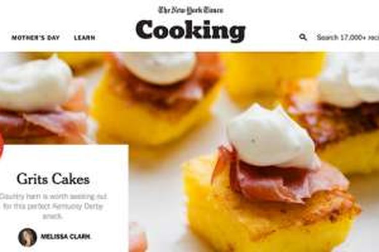 Situs masak-memasak NYT Cooking yang akan dijadikan portal untuk memesan bahan makanan lewat kerjasama New York Times dan Chef'd