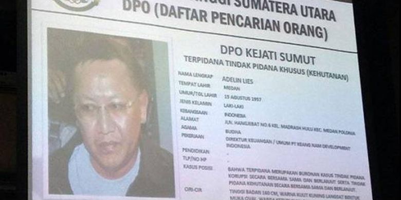 Adelin Lis masuk dalam daftar 50 buronan yang dicari Kejaksaan.