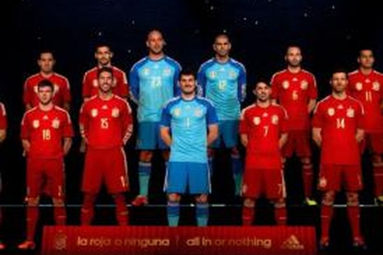 Peluncuran seragam baru tim nasional Spanyol yang dilangsungkan di Teatro Compac Gran Via de Madrid, Rabu (13/11/2013).
