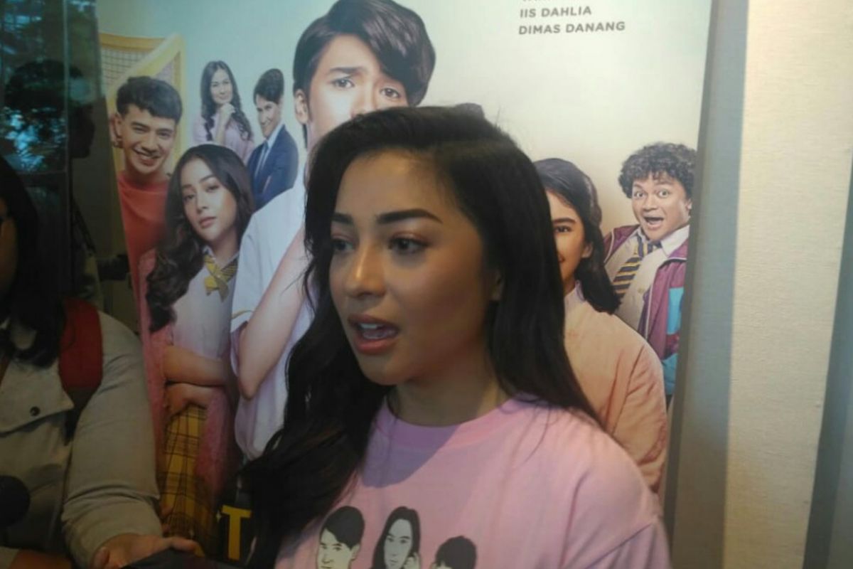 Artis peran Nikita Willy saat ditemui dalam jumpa pers film Terlalu Tampan di XXI Epicentrum, Kuningan, Jakarta Selatan, Rabu (23/1/2019).