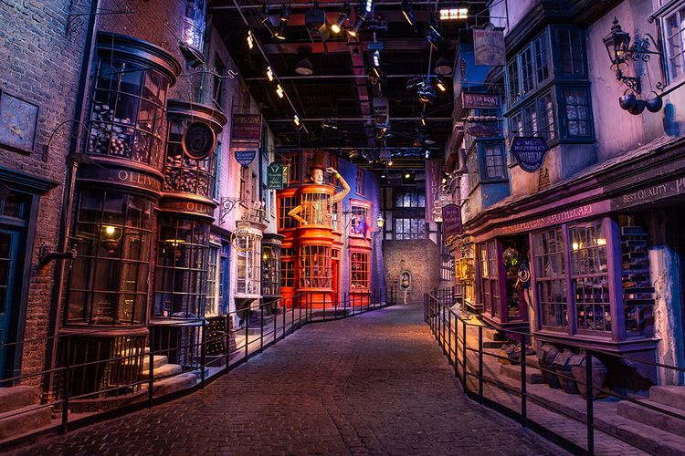 Ilustrasi Diagon Alley di Warner Bros. Studio Tour Tokyo-The Making of Harry Potter di Jepang.