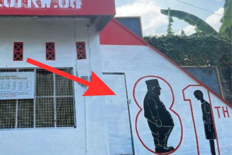 Mural HUT RI di Sukoharjo, Angka 81 Pakai Ilustrasi Pria Gemuk Berpeci dan Sosok Kurus