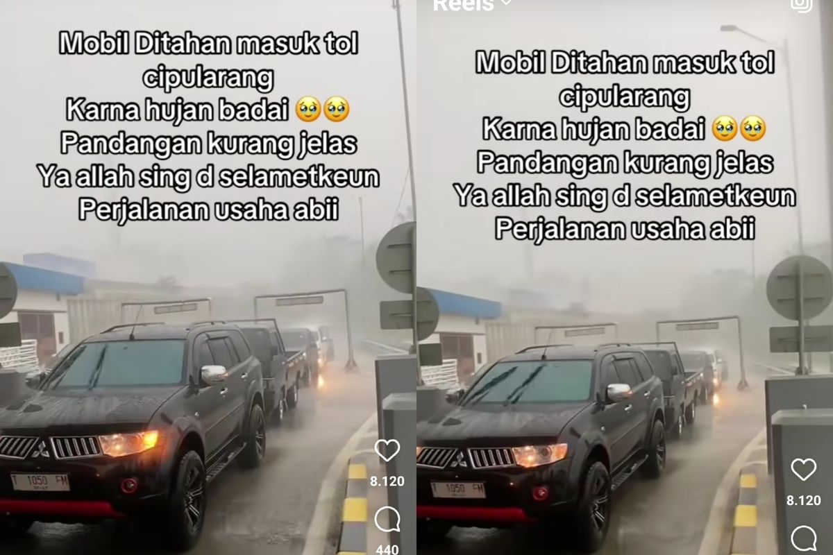 Cuplikan video saat mobil berhenti saat hujan