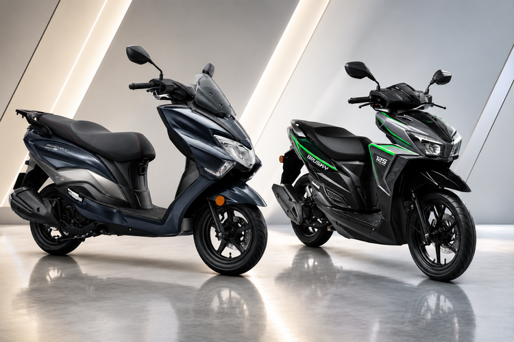 Komparasi Kawasaki Brusky 125 dan Suzuki Burgman Street 125 EX