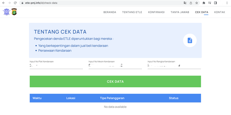 cek tilang elektronik