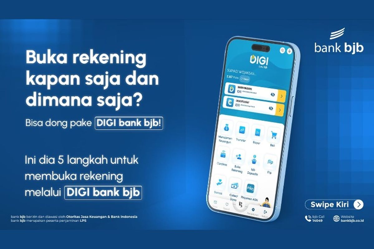 Aplikasi DIGI Bank BJB permudah pembukaan rekening Bank BJB lewat ponsel. 