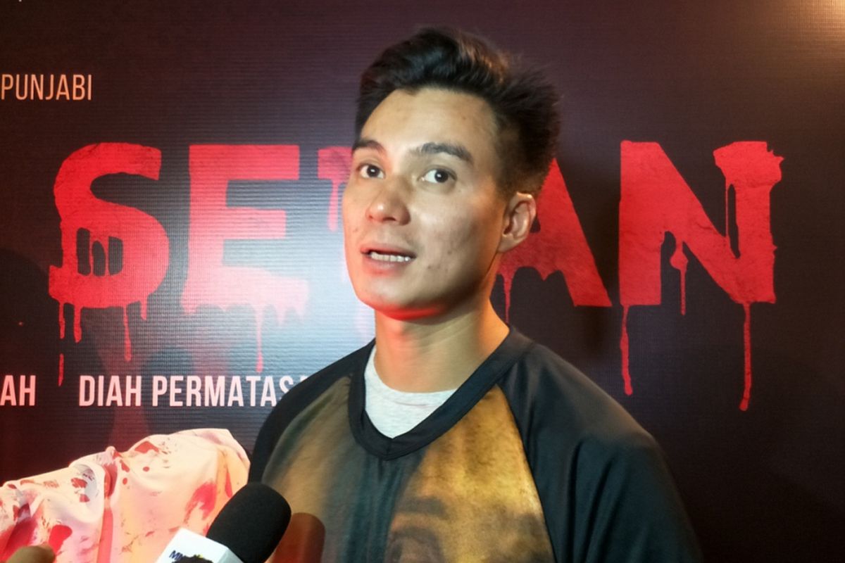 Baim Wong dalam wawancara di sela gala premier film Titisan Setan di XXI Metropole, Jakarta Pusat, Senin (5/3/2018) malam.