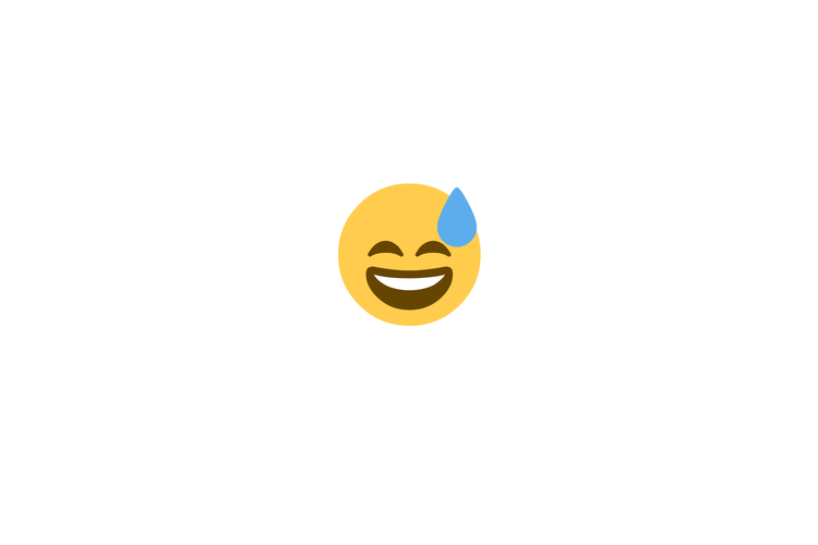 Emoji wajah tersenyum dengan keringat