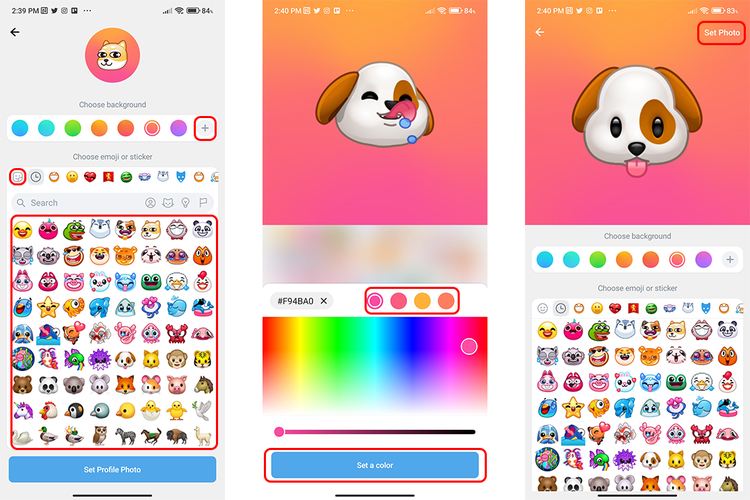 Cara memilih emoji atau stiker yang ingin dijadikan foto profil di Telegram (Kompas.com/Caroline Saskia Tanoto)