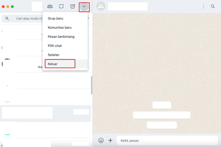 Ilustrasi cara mengeluarkan WhatsApp Desktop.