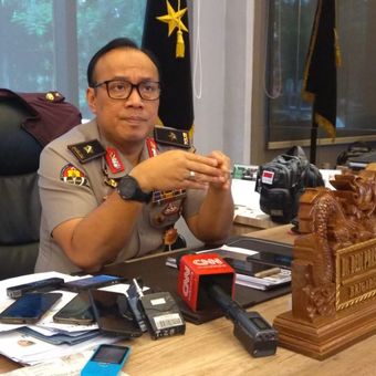 Kepala Biro Penerangan Masyarakat Humas Brigjen (pol) Dedi Prasetyo di Gedung Humas Mabes Polri, Jakarta, Selasa (5/3/2019). 