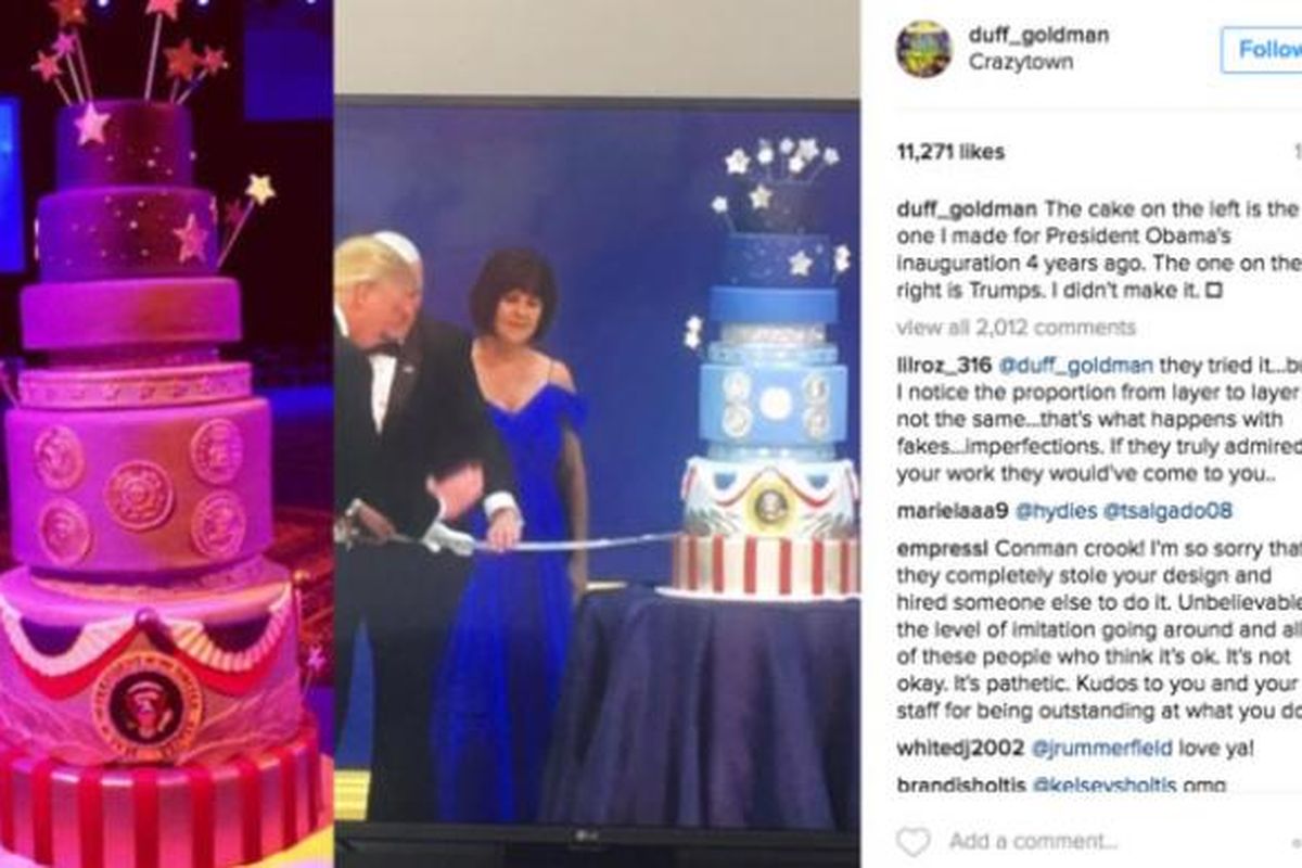Kue Duff Goldman (kiri) dan kue Donald Trump (kanan)