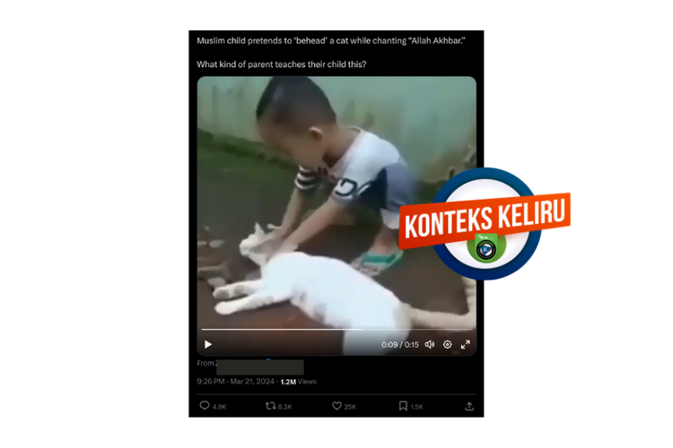 Klarifikasi, video bocah berpura-pura menyembelih kucing dibagikan dengan narasi keliru