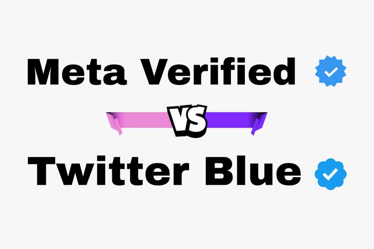 Ilustrasi layanan centang biru berbayar Meta Verified Vs Twitter Blue.