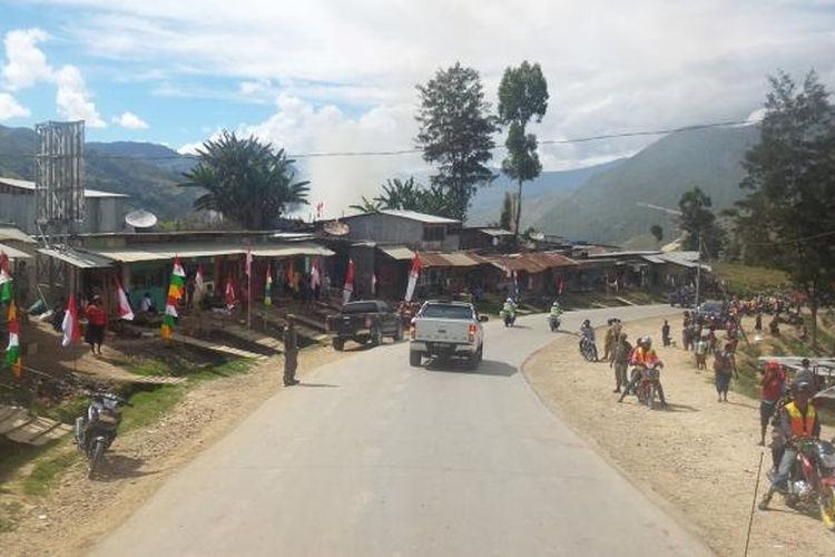 Tampak suasana daerah Tiom, Ibukota Kabupaten Lanny Jaya, Papua.