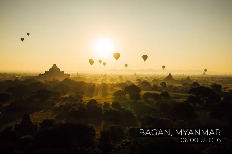 Matahari terbit di Bagan, Myanmar
