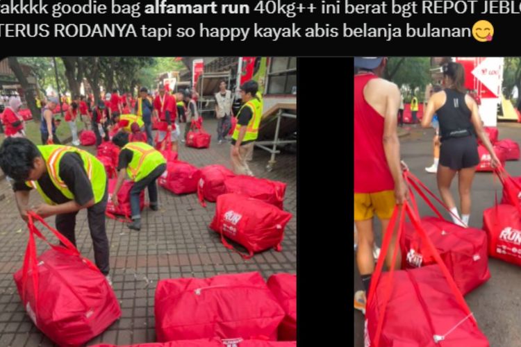 Viral, video dan foto peserta Alfamart Run bawa goodie bag segede gaban setelah event lari.