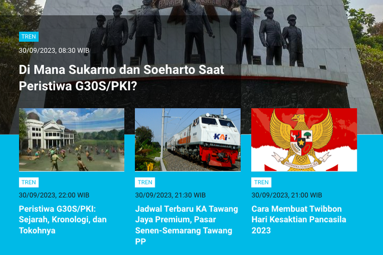 Populer Tren 1 Oktober 2023: Di mana Sukarno dan Soeharto saat pecah peristiwa G30S/PKI? 