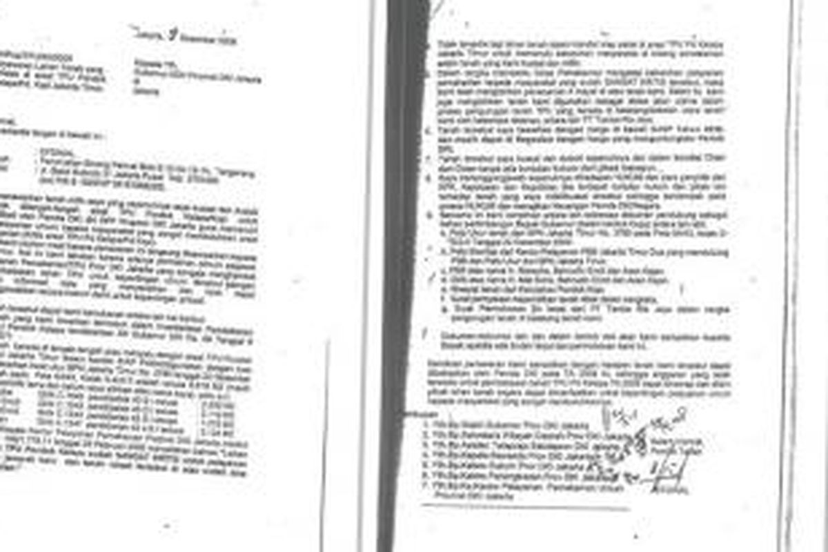 Surat penawaran lahan yang diajukan Efdinal kepada Gubernur DKI Jakarta. Surat itu bertanggal 9 Desember 2008.