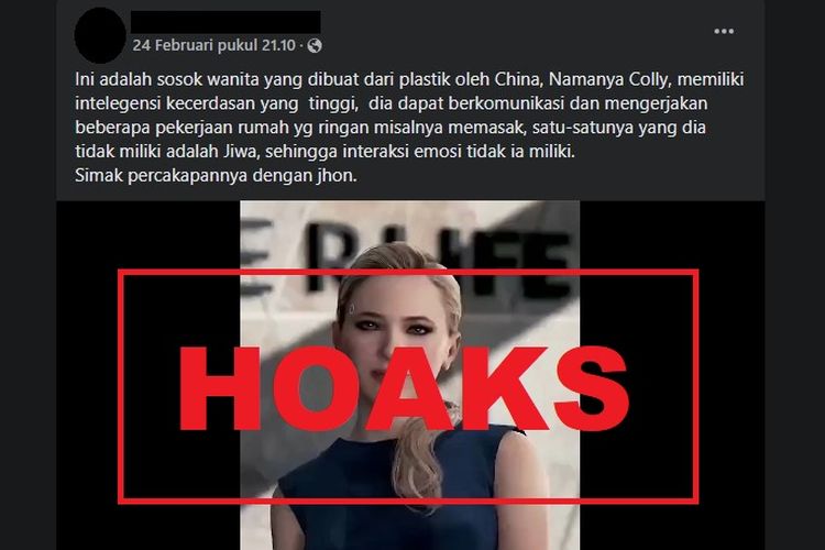 Hoaks, sosok wanita plastik buatan China