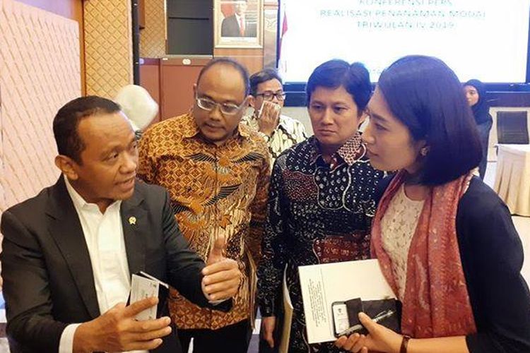 Kepala BKPM Bahlil Lahadalia usai memaparkan realisasi investasi sepanjang tahun 2019 di Jakarta, Rabu (29/1/2020) 