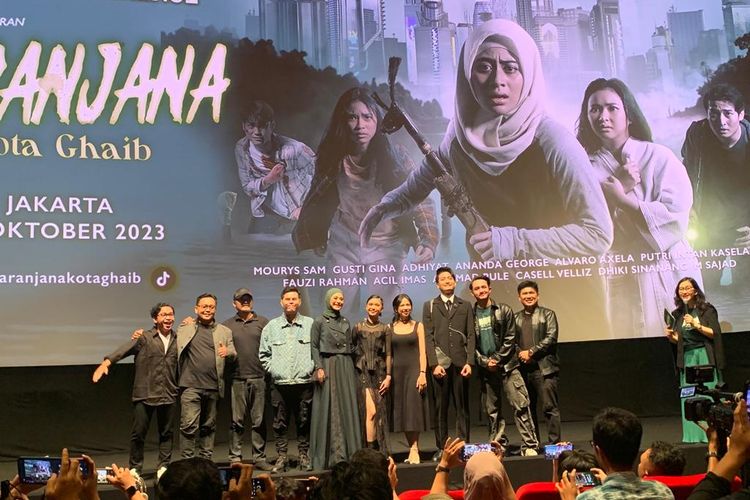 Acara press screening film Saranjana:Kota Gaib di Epicentrum, Jakarta Selatan, Kamis (19/10/2023).